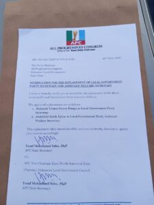 Apc Kano State Chapter Announces Replacement of Party Officials in Gabasawa Local Government 8 IMG 20260625 WA0002